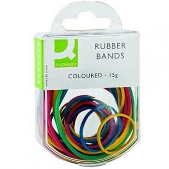 Q Connect Rubber Bands 15gm Assorted Colours & Sizes