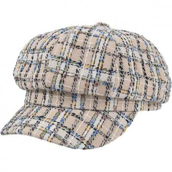 HOAREE White Plaid Baker Boy Cap