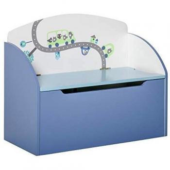 Cassapanca Portagiochi Homcom, Panca in Legno Blu per Cameretta Bambini 3-6 Anni, 60 x 30 x 50 cm