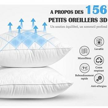 Oreiller de Sommeil Premium 50x70 cm – Lot de 2, Microfibre Lavable