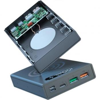 Detachable 5x18650 Power Bank with Wireless Charging and QC3.0