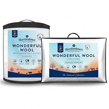 Slumberdown Wonderful Wool Mediumweight Duvet, 2 Medium Pillows