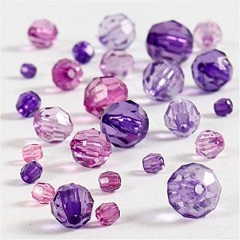 Mix De Perles À Facettes, Violet, Taille 4-12mm, Harmonie Violet, Assorties