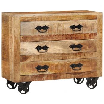 VidaXL Sideboard with 3 Drawers 31.5x11.8x25.6 Solid Rough Wood Mango