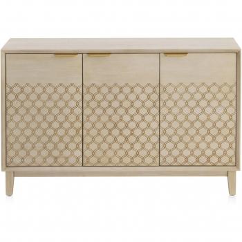 Table de salon GEESE HOME avec 3 tiroirs, chêne plaqué beige