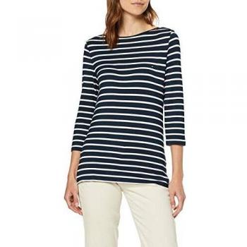 Tommy Hilfiger Damen Heritage Boot Neck T-Shirt 3/4 Ärmel, Blau