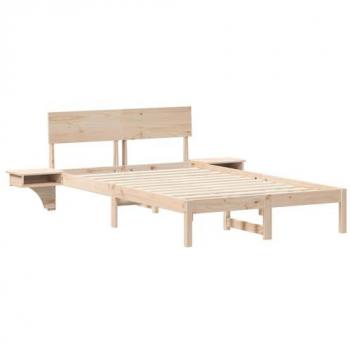 Solid Pine Brown Bed Unit with Two Side Tables – VidaXL Edition