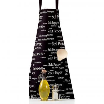 Tablier de boulanger noir avec motif Sel & Poivre et logo Winkler