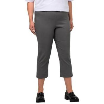 Pantaloni Capri elasticizzati in bengalina per donna Taglia 68 grigi in viscosa e fibre sintetiche