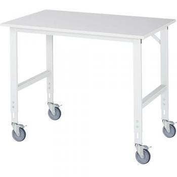 RAU Fahrbarer Arbeitstisch mit 60 x 30 mm Gestell und Melaminplatte, B1250 x T800 mm