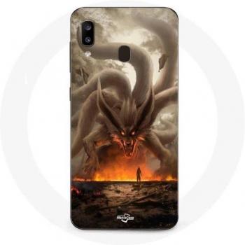 Maniacase Coque pour Samsung Galaxy A20 – Noir avec motif Kurama