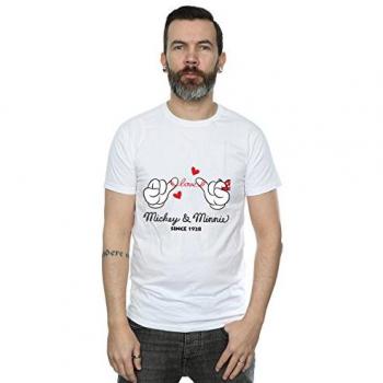 Disney Mickey Love Hand Shirt for Men, XXL White