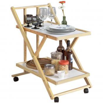 Carrito de Servicio SoBuy FKW52-WN: 2 Bandejas y Ruedas Giratorias