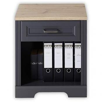 Innostyle Mehrzweckschrank Rollcontainer JASMIN 1 Schubkasten Graphit Artisan Eiche Nachbildung