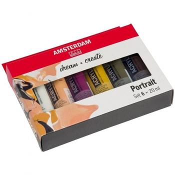ROYAL TALENS Acrylfarbe AMSTERDAM Portrait, 6 x 20 ml Royal Talens 17820502 (871)