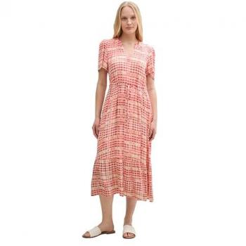 Tom Tailor Maxi­kleid Damen – Rot‑Karomuster, 40
