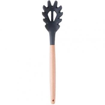 Cuillère à soupe en silicone avec manche en bois