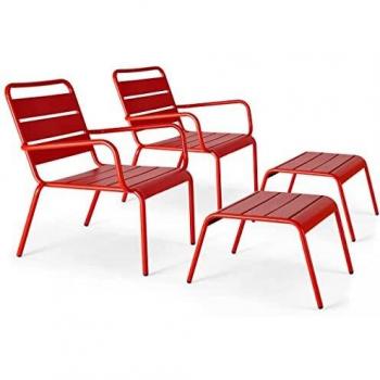 Duo Oviala : Fauteuils Relax et Repose-Pieds en Métal