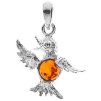 Silber 925 Kolibri-Kettenanhänger von OSTSEE‑Schmuck, Bernstein‑Akzent