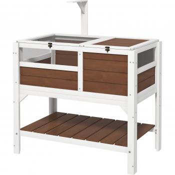 Pawhut Wooden Tortoise Shelter with Run and Shelf