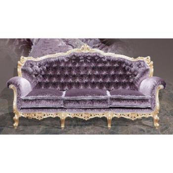 Casa Padrino Barock-Luxe Sofa Lila/Gold – Erstklassige Handwerkskunst aus Italien