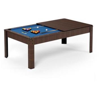 Billard Américain Convertible Table 4 places – KitBill 5ft, 183 x 102 x 78 cm – Plateau marron et accessoires inclus, tapis bleu