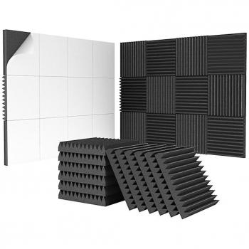Panneaux de mousse acoustique noir 24 pièces 2x12x12 pouces