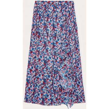Ganni Women's Multicolor Pleated Midi Flounce Skirt