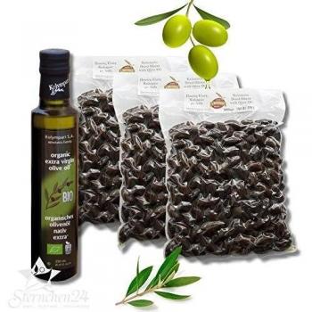 Kalamon Black Oliven 1,5 kg in Salz & 250 ml BIO‑Olivenöl – KOLY