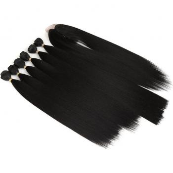 Yaki Glamour Liso Ombre Negro-Borgoña 7 Paquete de Extensiones Plus