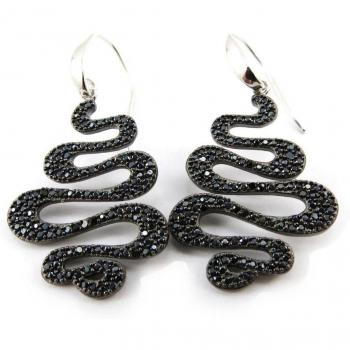 Elegant Black Silver Earrings by Les Trésors De Lily