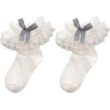 White Lace Bowknot Short Socks for Women