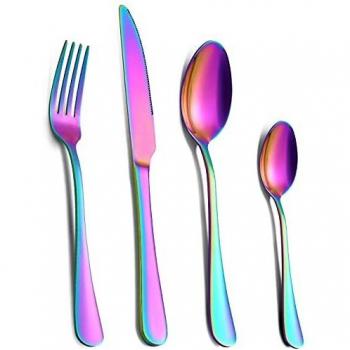 Mirror‑Polished Rainbow Fork & Knife Kit