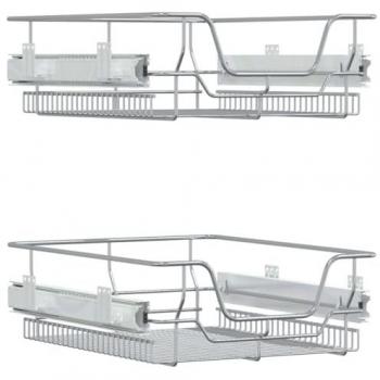 Silver Pull-Out Wire Baskets ( Set of 2 ), 45 cm, Vidaxl