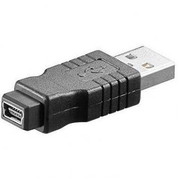 Adaptador USB A a Mini B 5 Pines Macho a Hembra Negro