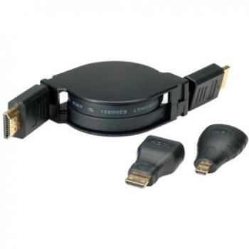 Cable HDMI 1.2 m Retráctil Value, Set 3 en 1, Alta Velocidad con Ethernet