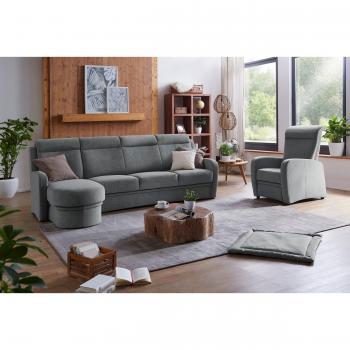 Eck-L‑Sofa „Varese“ von VILLA BECK – grau (7 Anthrazit) mit Longchair links