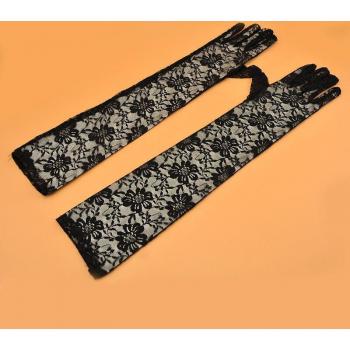 Gants longs en dentelle pour mariée, noir et blanc, 40/50CM