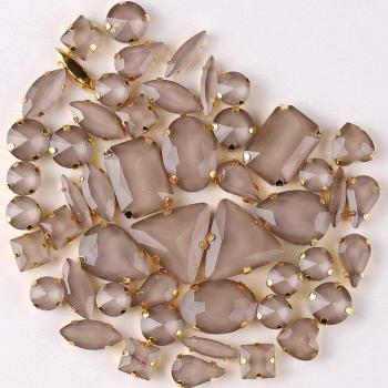 Gold Crystal Sew-On Rhinestones 50pcs/bag Mixed Shapes Lt Topaz