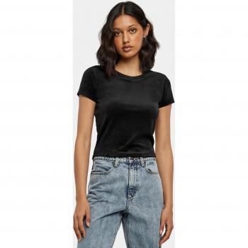 Urban Classics Damen Kurz-T-Shirt aus Samt