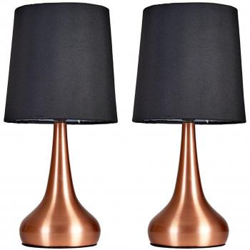 Teardrop Pair of Copper Table Lamps Touch On/Off Dimmable