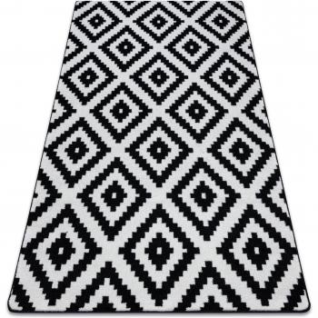 Cream‑Black Squares Rug by Rugsx