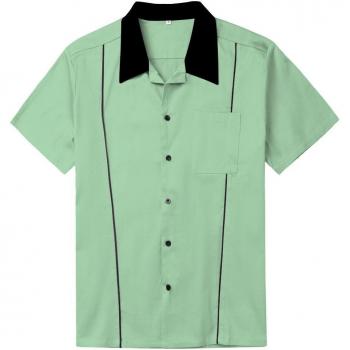 Hochwertiges Bowling Shirt in Grau-Braun