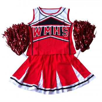 Red Pom Pom Cheerleader Suit with Tank Top and Petticoat, 170cm
