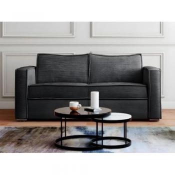 Canapé LORETO 4 places convertible en velours gris anthracite