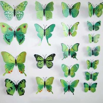 Bricolaje Verde: Calcomanías de Mariposa 12 Uds