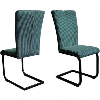 HomeAffaire Oliver Duo‑Freischwinger – Cord‑Metall‑Stühle (blau/ schwarz)