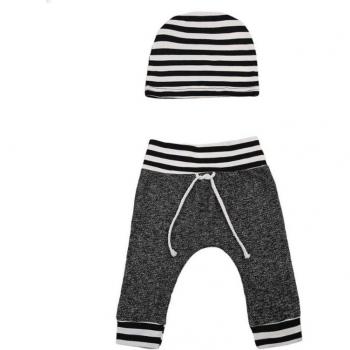 Ensemble 2 pièces : pantalon rayé et chapeau pour garçon/fille