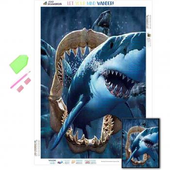 Artisanat Point de Croix Requin 20x30 cm