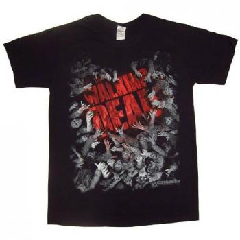 The Walking Dead Herren T-Shirt, Regular Fit, Walker Horde und Logo, Medium, Schwarz